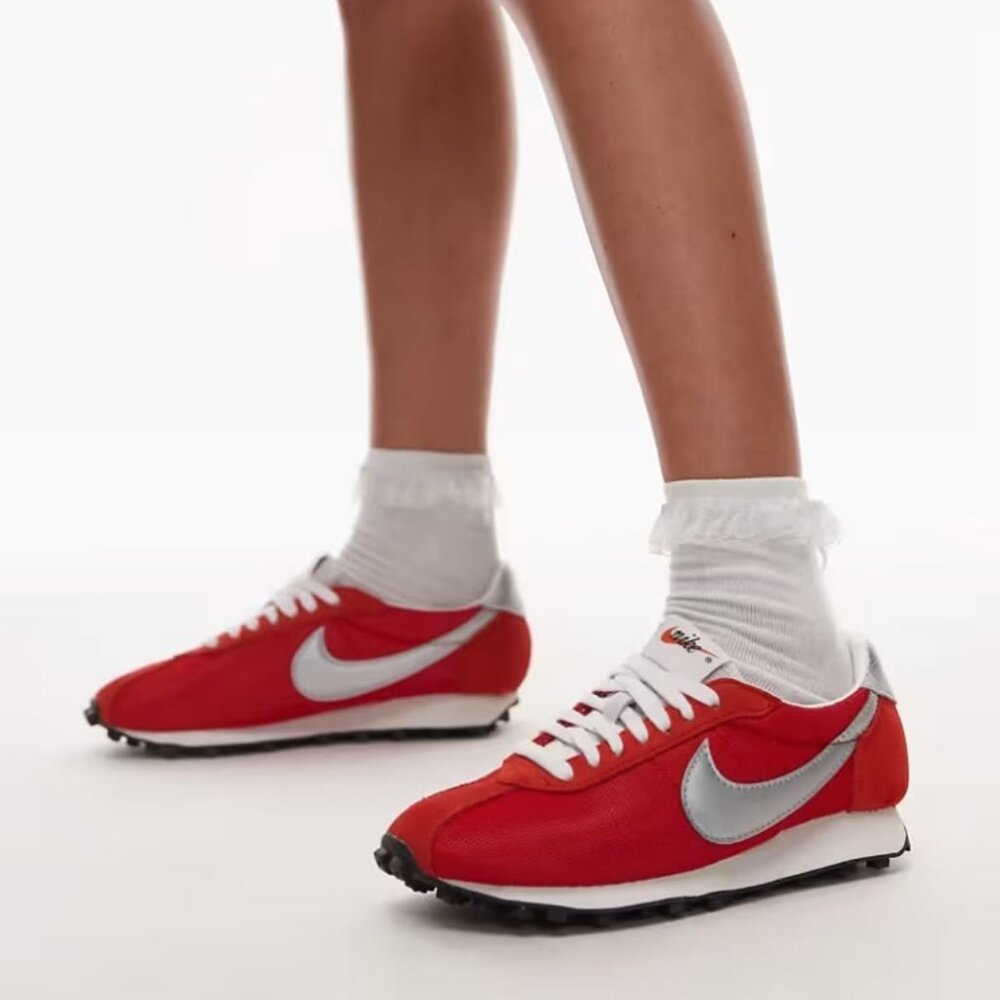 LIKE NEW Women's Nike LD-100 Red Sneaker with Silver Metallic Swoosh